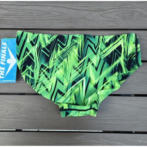 TYR The Finals Onyx All Over Racer Briefs, Mens Size 38, Green NEW - Picture 2 of 3
